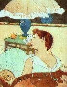 Mary Cassatt The Lamp painting